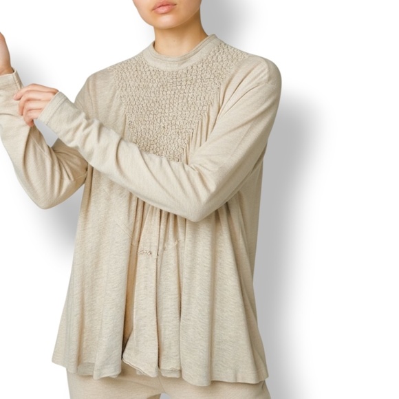 Free People New Romantics Lena Top - Cream/Oatmeal – Size Medium - Picture 2 of 8